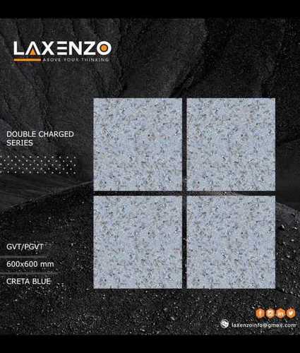 Creta Blue Floor Tiles - Ceramic, Custom Size, Blue, Fine Finish, 5-10 mm Thickness | Application: Floor Tiles, Tile Type: Plain