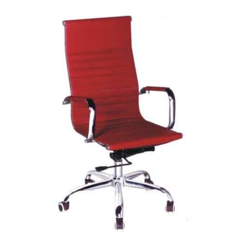High Back Red Steel Base Western Revolving Office Chair