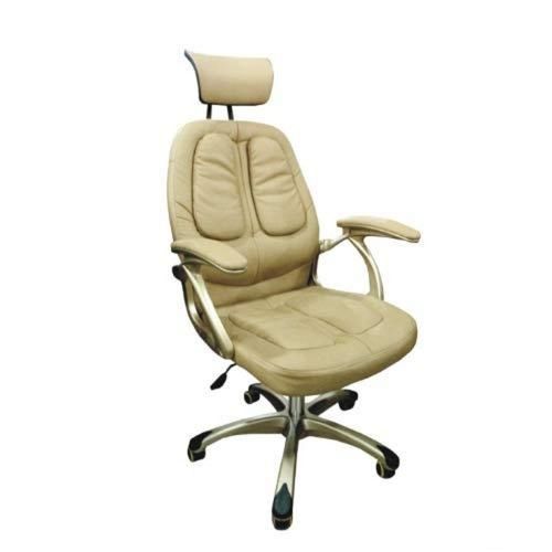 White High Back Headrest Steel Base Revolving Office Chair