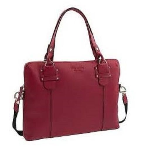 Dark Pink Leather Portfolio Bags For Ladies, Plain Pattern, Supreme Quality, Shiny Look, Modern Style, Zip Closure, Shoulder Strap, Light Weight, Soft Texture, Perfect Finishing, Eco Friendly Design: Simple