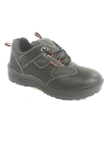 Black Mens Leather Safety Shoes, Trusted Quality, Plain Pattern, Comfort Look, Nice Grip, Skin Friendly, Smooth Finish, Easy To Walk, Light Weight