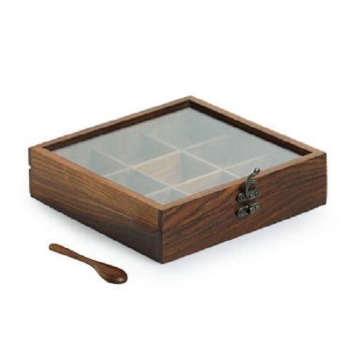 Various Colors Are Available Square Shape Wooden Spice Box