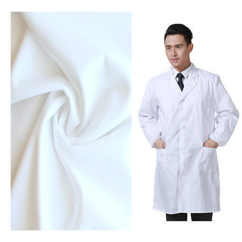 Doctor Uniform Fabric, Twill Style, Woven Technics, Plain Dyed, Best Quality, Classy Look, Soft Texture, Skin Friendly, Resist Tearing, White Color, Width : 58/60 Yarn Count: 21X16