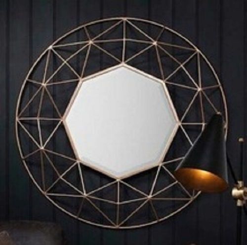 Various Colors Are Available Geometric Style Wall Hanging Iron Make Mirror