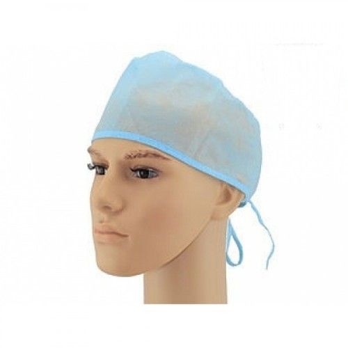 Non Woven Disposable Surgical Cap, Plain Pattern, Round Shape, Good Quality, Comfortable To Wear, Soft Texture, Skin Friendly, Sky Blue Color