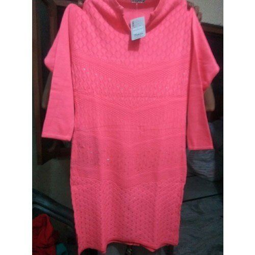 Winter Pink Plain Woolen Top For Ladies, Full Sleeve, Fine Quality, Youthful Look, Comfortable To Wear, Soft Texture, Skin Friendly, Casual Wear, Size : Small, Medium, Large, Xl