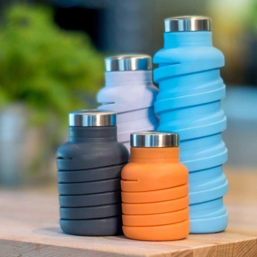 Orange Silicone Expandable And Foldable Multicolor Drinking Water Bottle