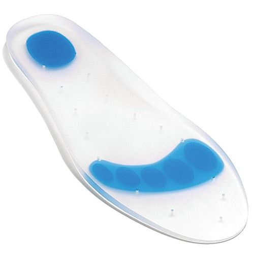 Silicone Gel Insole For Pain Relief, Plain Pattern, A Grade Quality, Machine Made, Comfortable To Use, Soft Texture, Blue And White Color, Thickness : 2.5-3mm