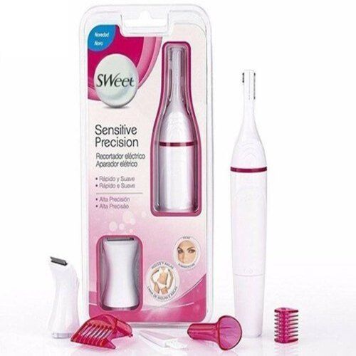 White And Pink Color Female Use Electric Nose Trimmer