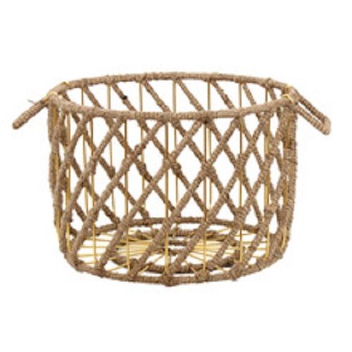 Various Colors Are Available Wire Storage Basket With Rope Handle