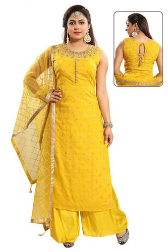 Ladies Style Pl896 Mustard Yellow Palazzo Suit