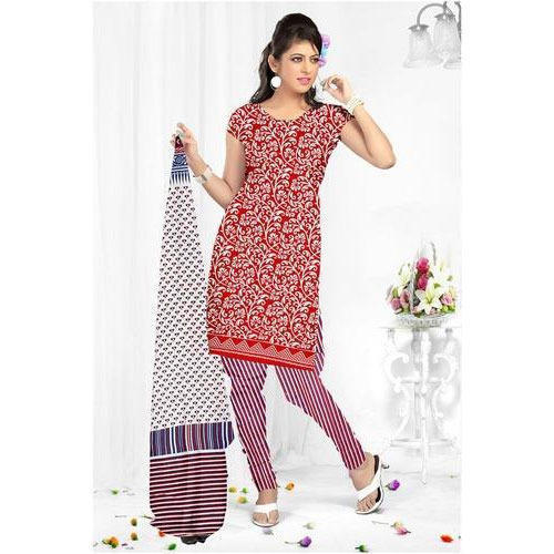 Red Digital Printed Suit For Ladies, Short Sleeve, Good Quality, Trendy Design, Splendid Look, Machine Made, Soft Texture, Skin Friendly, Casual Wear, Size : S To Xl