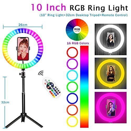 White 10 Inch Rgb Selfie Ring Light Colors Multicolor And Durable 