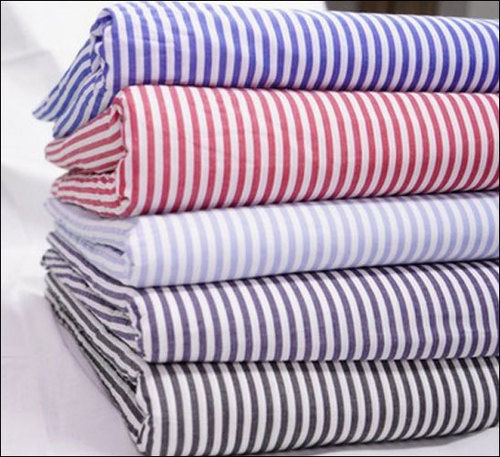 Red Cotton Striped Shirting Fabric