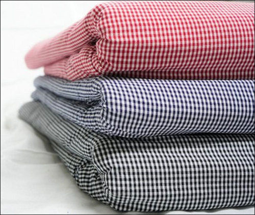 Red Ghingam Checks Uniform Shirting Fabric