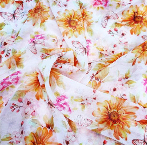 Multicolor Satin Floral Digital Printed Fabric