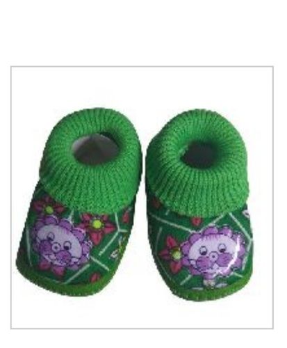 Green Color Fancy Baby Booties