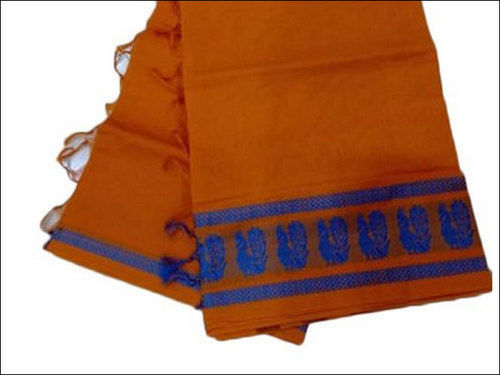 Malty Ladies Plain Handloom Cotton Saree With Blouse Piece