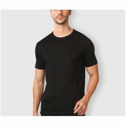 Mens Plain Cotton Bio Wash Round Neck Black T Shirt Age Group: 18+