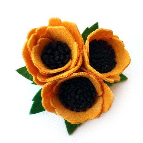 Mustard Fabric Flower Hair Clip