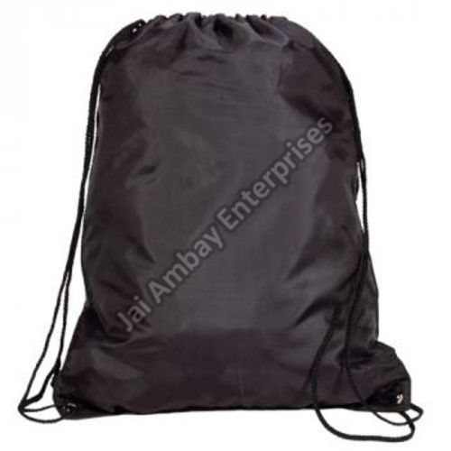 Plain Black Drawstring Bag