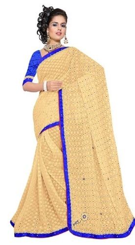 Peach Color Beads Work Georgette Sarees For Ladies, Top Quality, Eye Catching Design, Breath Taking Look, Perfect Finish, Soft Texture, Comfortable To Wear, Skin Friendly