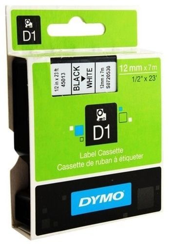 Dymo 12mm 45013 ब्लैक ऑन व्हाइट लेबल टेप