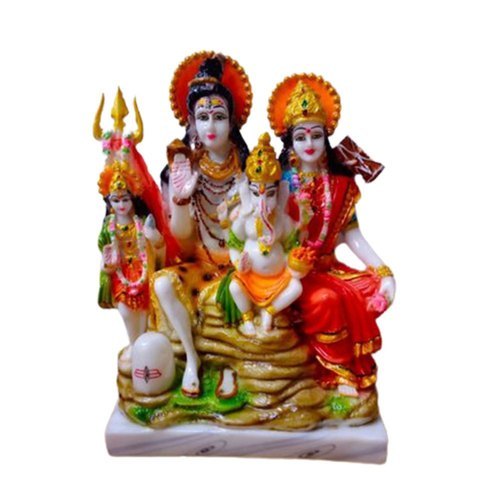 Worship Marble Shiv Parvati Statue - 22 cm, Elegant Painted Design | Durable, Easy to Clean, Moisture Proof