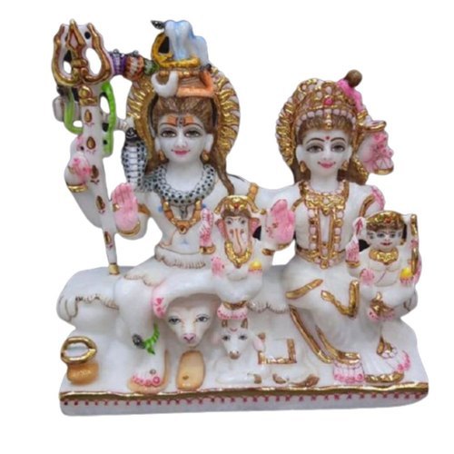 Decorative Marble Shiv Parvati Statue - 30 Inch Height, Elegant Painted Design | Highly Durable, Easy to Clean, Moisture Proof
