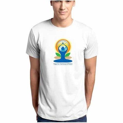 Printed Cotton Short Sleeve Round Neck Yoga T Shirt