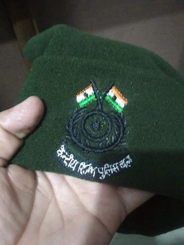 All Green Army Woolen Caps With Flag