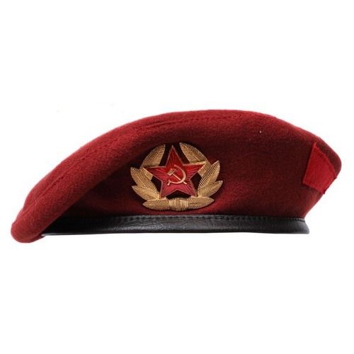 Hand Embroidered Red Color Beret Cap