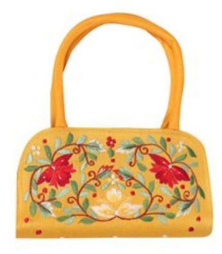 Ladies Yellow Embroidered Handbag
