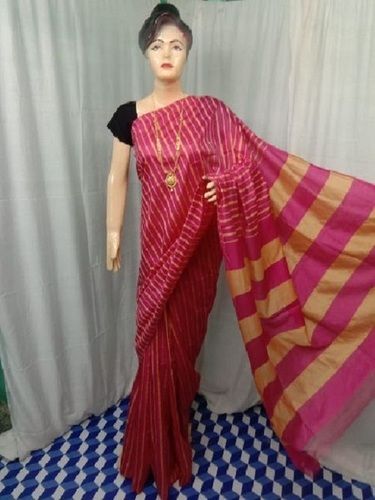 Pink Kota Staple Silk Striped Sarees For Ladies, Fine Quality, Attractive Design, Stylish Look, Soft Texture, Comfortable To Wear, Skin Friendly, Saree Length : 6.5 Mtr 