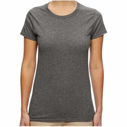 Ladies Cotton Round Neck T-Shirt - Regular Fit, Short Sleeves, Plain Grey Color, Available in Sizes S-XXL