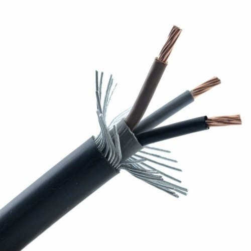 3 Core Copper Armoured Cable - 24 Volt Black PVC Insulation | Trusted Quality High Strength Lightweight Flame Retardant Safe To Use Maximum Utility 100% Conductivity Long Operational Life