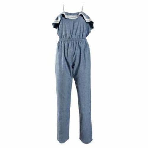 Various Ladies Plain Strappy Chambray Jumpsuit