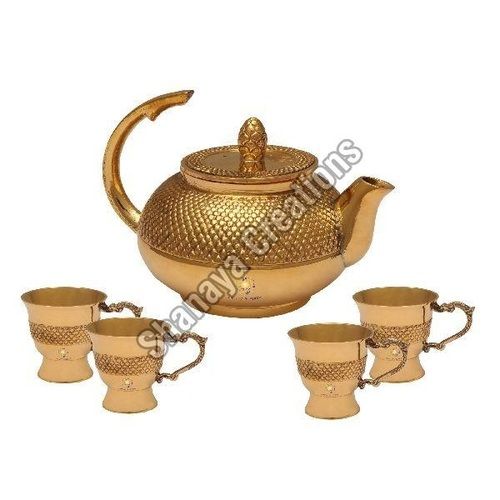 Antique Golden Color Brass Tea Set