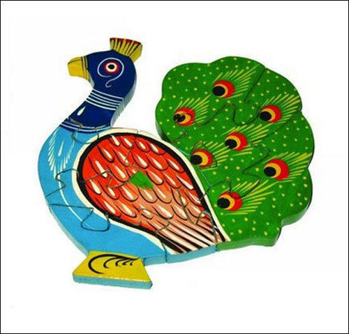 Multicolor Handmade Wooden Puzzle Peacock Toy