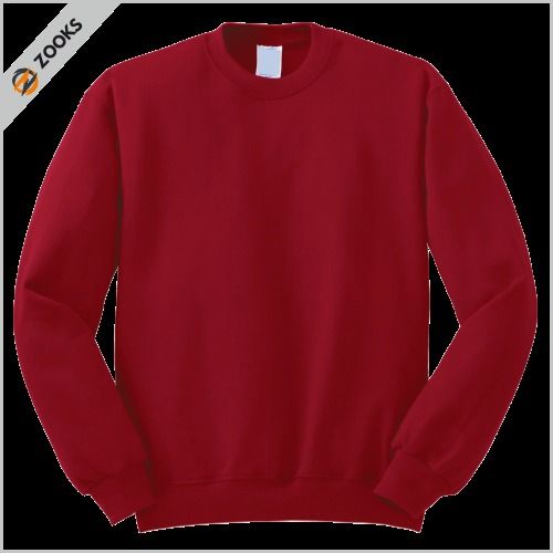 Breathable Plain Unisex Round Neck Brick Red Fleece Sweatshirt