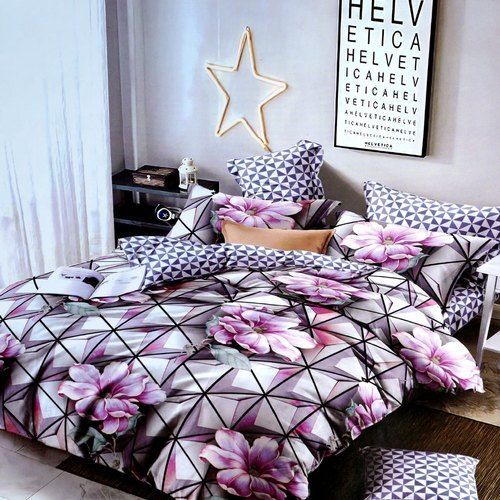 Multicolour Printed Forever Soyena Glace Cotton Double Bed Sheet Set