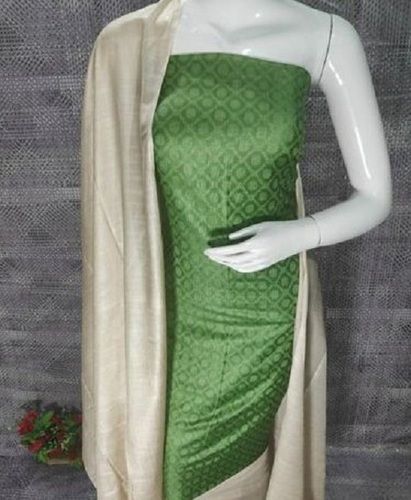 Indian Katan Silk Suit For Ladies, Sleeveless, Printed Pattern, Finest Quality, Attractive Design, Trendy Look, Skin Friendly, Soft Texture, Green Color, Casual Wear