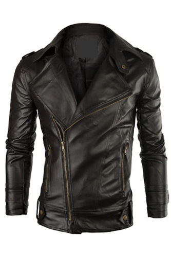 Mens Designer Black Leather Jacket
