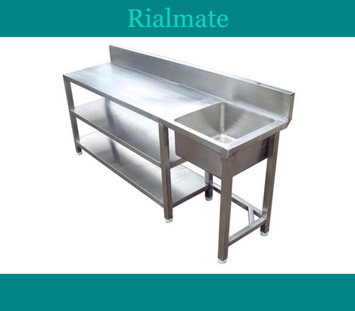 Stainless Steel Kitchen Work Table With Attached Sink 196 