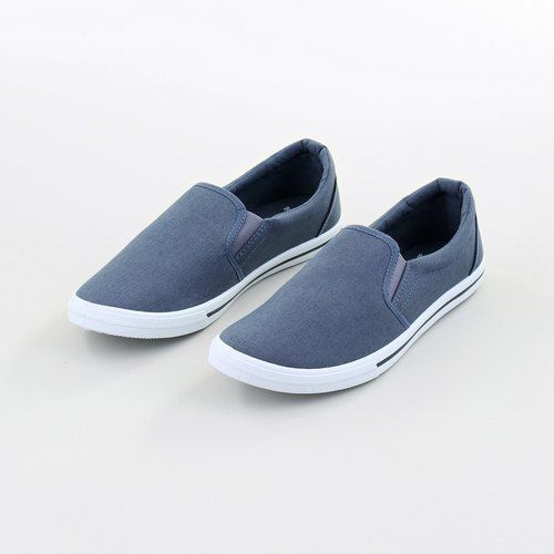 Blue Color Plain Pattern Without Rope Stylish Mens Canvas Shoes