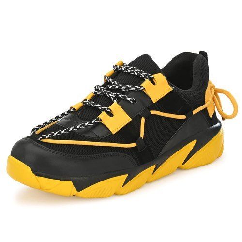 Black And Yellow Multicolor Beautifully Design Training Cum Mens Tennis Shoes