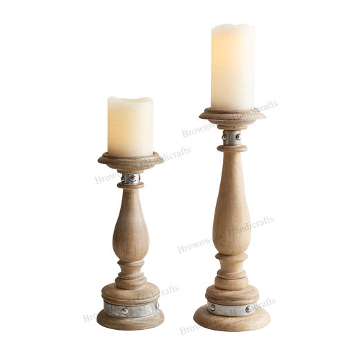 Wooden Candle Stand Set of 2