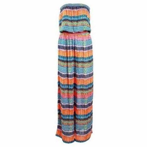 Multicolour Ladies Sleeveless Strapless Tribal Print Jumpsuit