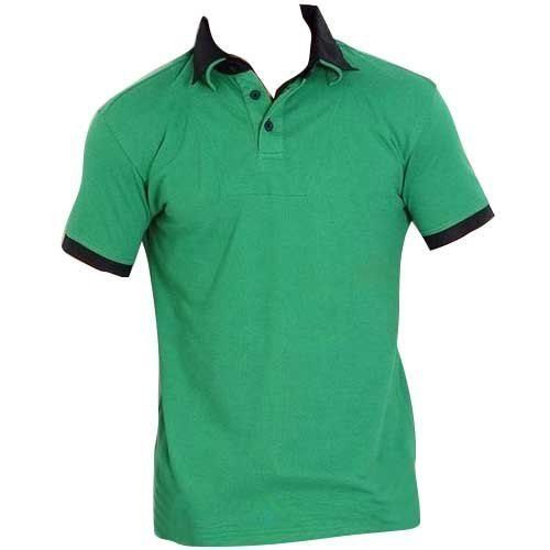 Mens Plain Green Polo Neck Casual Polyester T Shirt Age Group: 18+