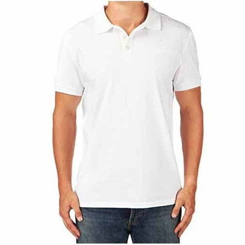 Mens Plain White Polo Neck Casual Polyester T Shirt Age Group: 18+